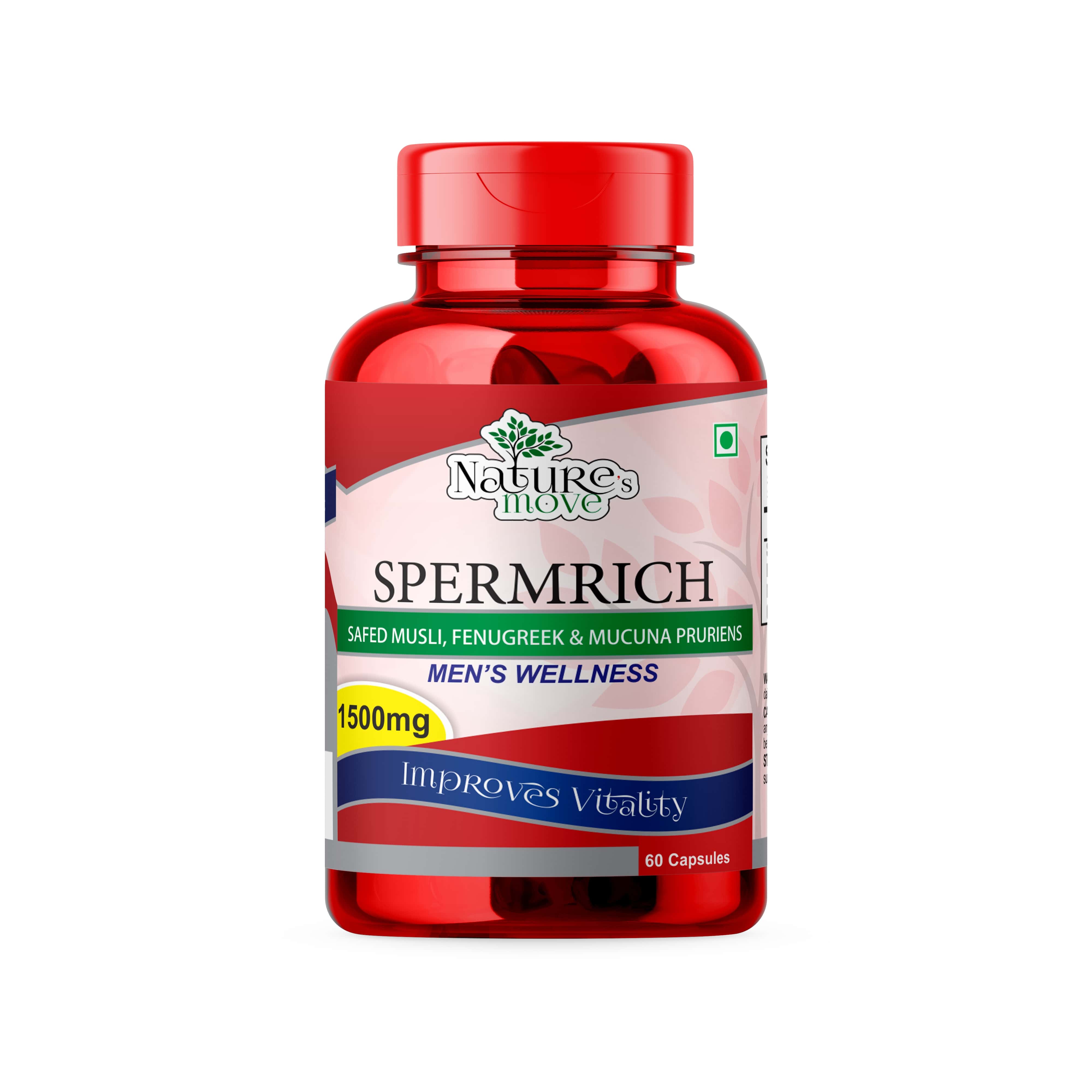 Nature's Move Spermrich | Safed Musli | Fenugreek Seed | Kapikachhu 1500mg 